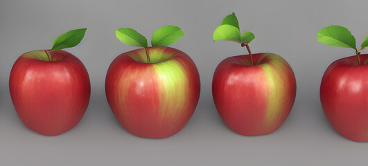 Realistic illustration of apples, healthy sweet food, generative ai