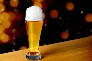Big glass of alcohol cold beer