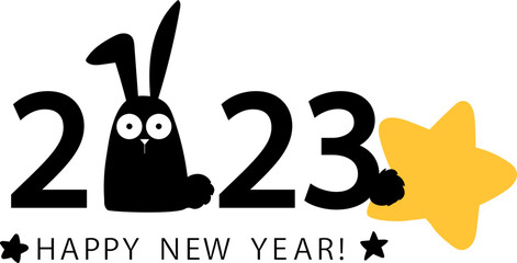 2023 new year. Year of the rabbit. Vector greeting illustration