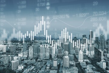 Beautiful big skyscrapers in city background,