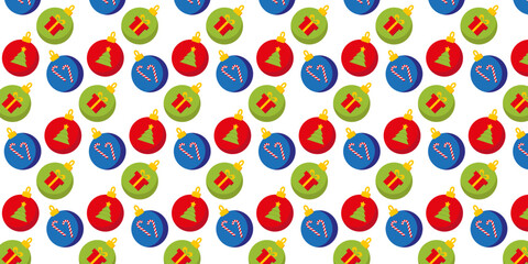 Seamless Christmas pattern. Background with New Year balls. Perfect for wrapping paper, greeting cards, textile. holiday icons