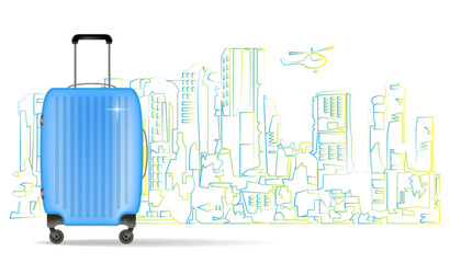 The concept of online travel and tourism planning. 3D illustration, banner.