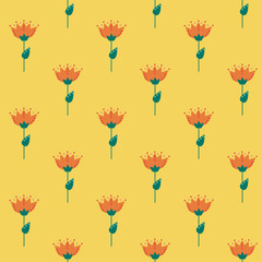 Floral seamless pattern. Simple shapes. Sketch drawing. Nature motif.