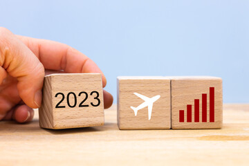 2023, Business and financial concept, analysis of the air services market, air traffic, aviation fuel prices, Transport costs, Holiday and business flights