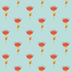 Floral seamless pattern. Simple shapes. Sketch drawing. Nature motif.