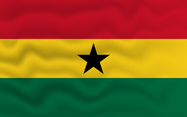 Wavy flag of Ghana. Flag of Ghana with a wavy effect. vector illustration