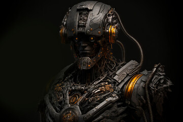 Fototapeta premium Robots. Soldier Robot hyper realistic. Conceptual project 2025. Futuristic interpretation. Illustration for advertising, cartoons, games, blockbusters, print media. My collection.