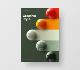 Fresh leaflet vector design illustration. Original 3D spheres flyer concept.