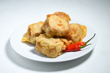 Gorengan or Fried tofu. Fried food is one of the favorite snacks in Indonesia and China