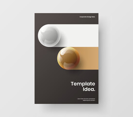 Clean 3D balls postcard template. Geometric corporate cover A4 design vector concept.