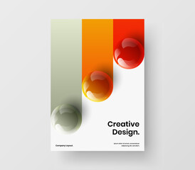 Simple postcard vector design concept. Vivid 3D balls cover layout.