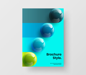 Creative catalog cover A4 vector design layout. Isolated 3D spheres leaflet concept.