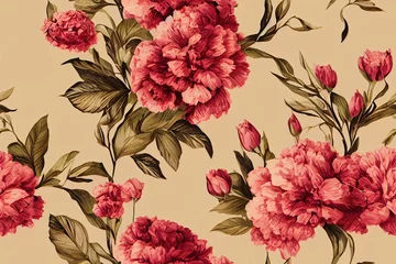 Foto op Canvas Royal deep pink peonies. Romantic flowers for wallpaper, paper packaging, textile, curtains, duvet covers, print design . Generative AI © MUNUGet Ewa
