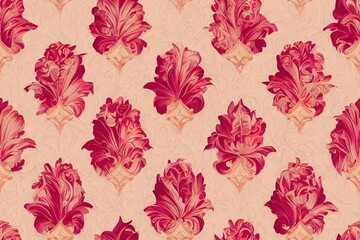 decorative floral pattern. repeat pattern for wallpaper, paper packaging, textile, curtains, duvet covers, print design, wedding invitations. Generative AI (88)
