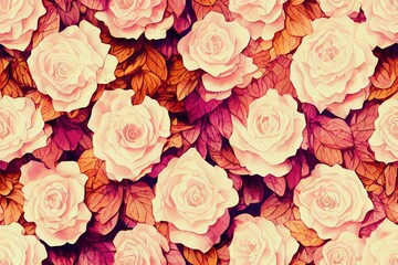 Fototapeta premium decorative floral pattern. repeat pattern for wallpaper, paper packaging, textile, curtains, duvet covers, print design, wedding invitations. Generative AI (22)