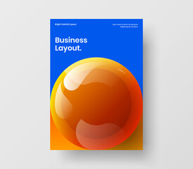 Unique 3D spheres placard concept. Multicolored corporate identity A4 design vector illustration.