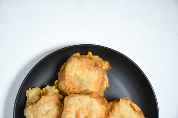 Topview of Gorengan or Fried tofu. Fried food is one of the favorite snacks in Indonesia