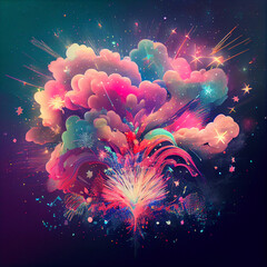 Abstract Colorful New Year Fireworks 