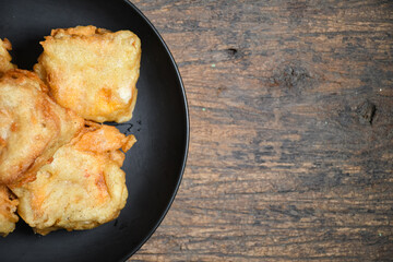 Topview of Gorengan or Fried tofu. Fried food is one of the favorite snacks in Indonesia