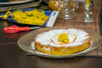 Home made pie with orange peels
