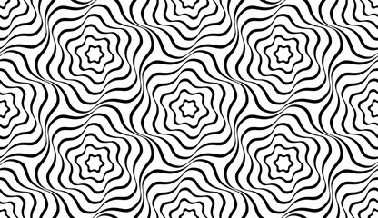 Abstract Seamless Wavy Lines Pattern. Black and White Texture.