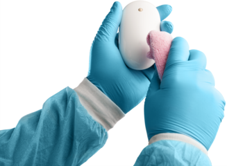 Cleaning service disinfects Technics from coronavirus, antiseptic processing computer.