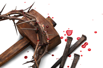 Crucifixion Of Jesus Christ, Bloody Nails And Crown Of Thorns