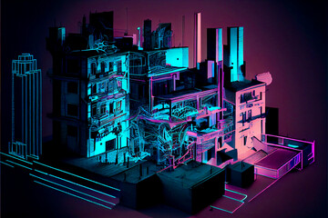 Generative AI abstract render of a fantasy cityscape