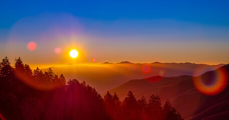 sunset over the Smokey Mountains