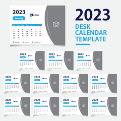 Monthly desk calendar 2023, minimalist, modern, and classic calendar design for printing template