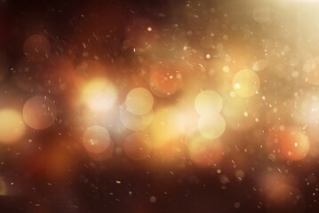 Celebratory dark background with golden bokeh and empty wooden stage