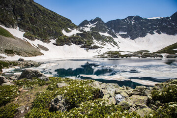 Fototapeta na wymiar Alpine Lake in Caucasus Mountains