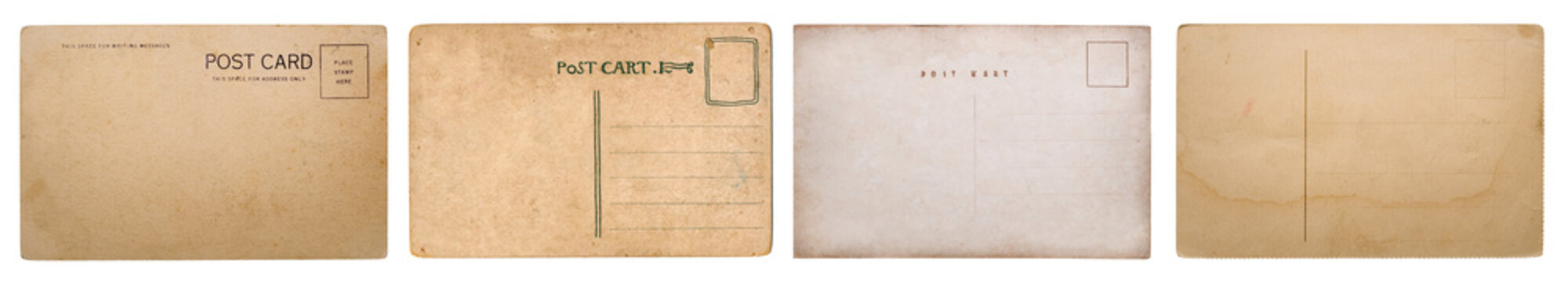 Collection of vintage postcards isolated on white background. Nice element for design on. the theme of history, retro, vintage, nostalgia.