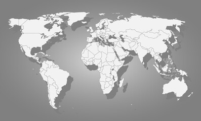 Political map of the world. Gray world map-countries. Vector