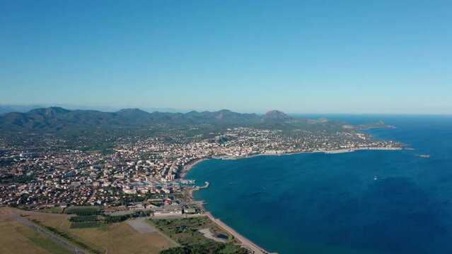 Aerial view of the bay of Saint Raphael summer France french riviera