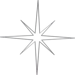 Silver Metal Decorative Line Art Star	