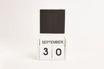 Calendar with the date September 30 and a place for designers. Illustration for an event of a certain date.