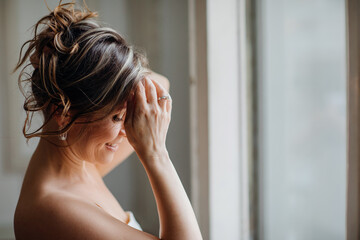 Fototapeta premium a delicate and sensual portrait of a middle-aged woman.