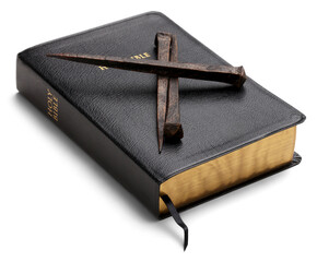Metal nails and Christ black bible