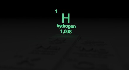 element of the periodic table hydrogen (3d illustration)