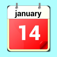 day on the calendar, vector image format, January 14.