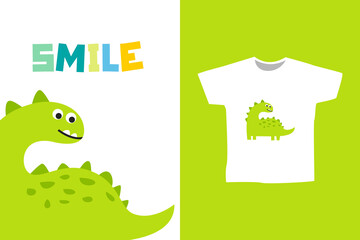 Vector a cute baby dino for print or t-shirt concept design illustration