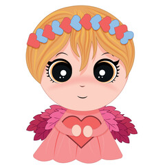 Cute cupid. Vector cartoon character for Valentine's day