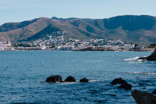 Coastal landscape in beautiful village called Cadaques in Costa Brava