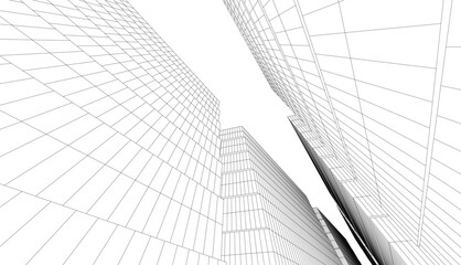 Fototapeta premium Modern building architecture 3d illustration 
