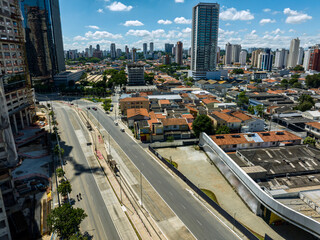 Street aerial view. Sao Paulo, Brazil. Street aerial view. José Guerra Street, Chales Santo Antonio neighborhood, São Paulo, Brazil.