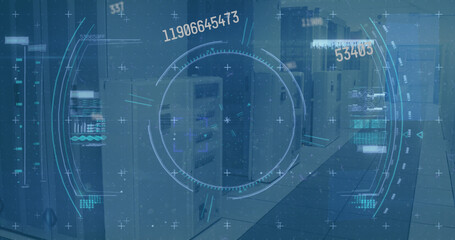 Image of scope scanning and data processing over empty office