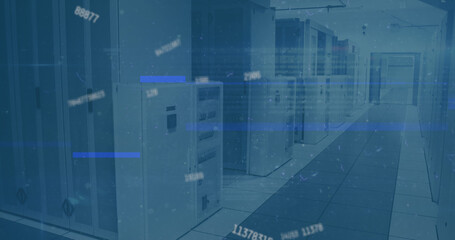 Image of scope scanning and data processing over empty office