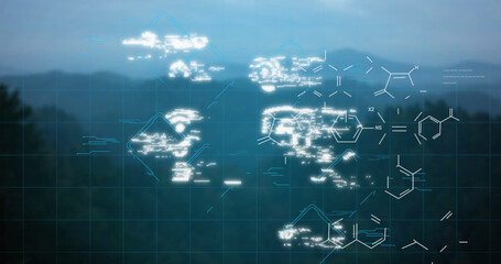 Image of padlock icon and network of connections over blue background