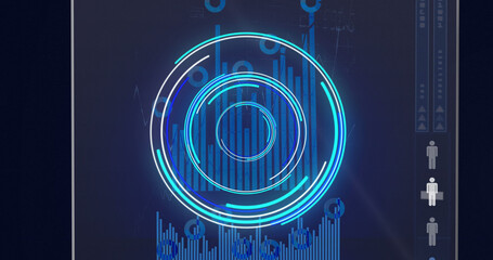 Image of processing circle and moving light on scientific graph